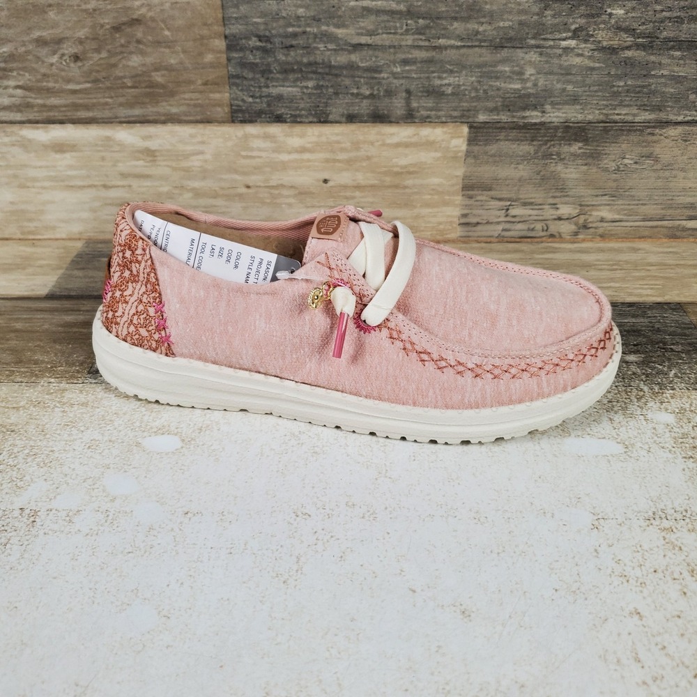 Hey Dude Wendy Break Surf Jersey Womens Loafer Shoes Sz 7 Rose Dust Slip On